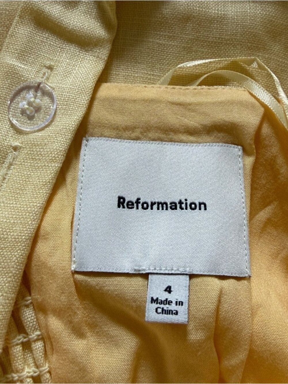NEW Reformation Everett Linen Midi Dress Ray of Light Yellow | US 4 UK 8 - Picture 13 of 14
